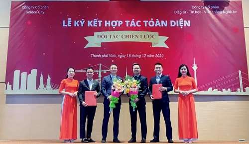 Điện tử - Tin học - Viễn thông Nghệ An ký kết hợp tác với Golden City - nấc thang phát triển toàn diện